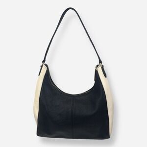 Talbots Leather Geometric Colorblock Shoulder Bag‎ Black White